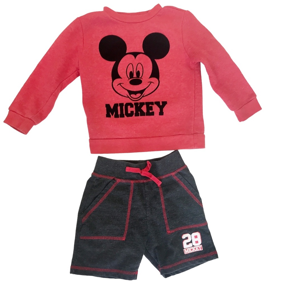 Disney Mickey Sweatshirt (3T) and Shorts (2T)